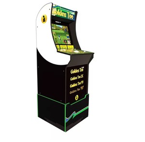 lot 138 image: Arcade 1 Up Golden Tee Fore Home Arcade Machine with Riser & Light Up Marquee