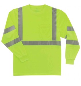 lot 847 image: NEW Ergodyne GloWear 8391 Hi-Vis Long Sleeve T-Shirt - Type R, Class 3 - 2XL Lime