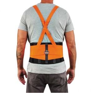 lot 850 image: NEW Ergodyne ProFlex 100HV Economy Spandex Hi-Vis Back Support Brace - Orange XL