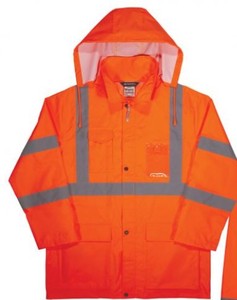 lot 851 image: NEW Ergodyne GloWear 8377 Hi-Vis Winter Bomber Jacket - Type R, Class 3 - Orange 2Xl