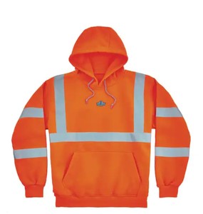 lot 852 image: NEW Ergodyne 3XL Hi Vis Orange Hooded Sweatshirt - ANSI Type R Performance Class 3