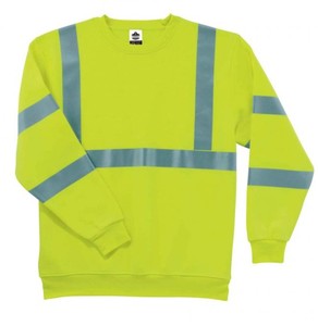 lot 856 image: NEW Ergodyne GloWear 8397 Hi-Vis Crewneck Sweatshirt - Type R, Class 3 - Lime  Large