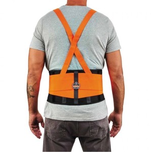 lot 857 image: NEW Ergodyne ProFlex 100HV Economy Spandex Hi-Vis Back Support Brace - Orange Large