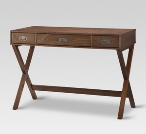 lot 144 image: Campaign Wood Writing Desk with Drawers - Threshold - Midtone Brown