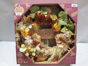 lot 267 image: NEW Members Mark 26 Harvest Wreath - Happy Harvest