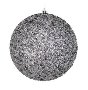 lot 358 image: Vickerman 8 Silver Beaded Ball Drilled Ornament 2 Pack