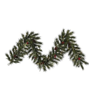 lot 360 image: Vickerman  Indoor Pre-lit Electrical Outlet 9-ft Pine Garland with White LED Lights