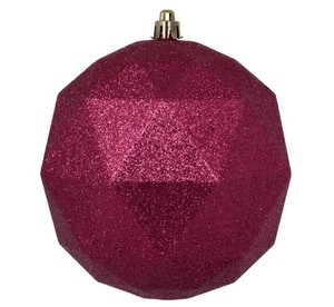 lot 370 image: Vickerman 4.75 Berry Red Glitter Geometric Ball 4Bag