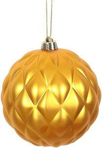 lot 372 image: Vickerman 472798-4 Antique Gold Matte Round Pine Cone Christmas Tree Ornament (6 pack) (N173230D)