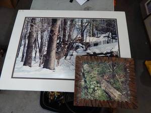 2-Deer Pictures, 1-On Wood Slab