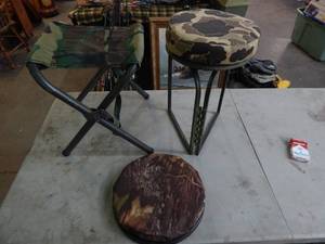 2-Camo Stools & 1-Camo Bucket Chair