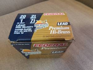 Full Box Federal 20 Ga. 2-34 Lead 7-12 Shot