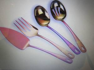 2- Sets of 4 Titanium Plated Servin...