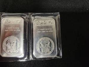 (5) 1 oz APMEX .999 Fine Silver Bars