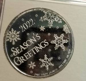 2022 CHRISTMAS SILVER ROUND IN AIRTITE 1 TROY OZ .999 FINE SILVER