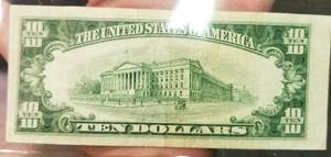 1950 SERIES US $10 FEDERAL RESERVE NOTE J BLOCK XF