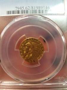 1913 US $2.50 GOLD INDIAN MS62 PCGS