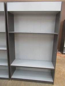 lot 6 image: Wall Display Shelving UnitBookcase in Dark Gray and White. Approximate Dimensions 47 x 16 x 80 Tall. - Includes 2 Adjustable Shelves.