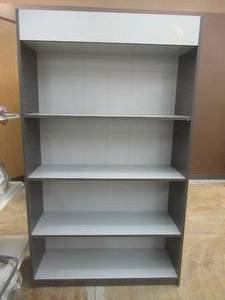 lot 7 image: Wall Display Shelving UnitBookcase in Dark Gray and White. Approximate Dimensions 47 x 16 x 80 Tall. - Includes 3 Adjustable Shelves.