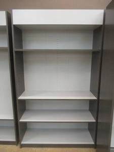 lot 9 image: Wall Display Shelving UnitBookcase in Dark Gray and White. Approximate Dimensions 47 x 16 x 80 Tall. - Includes 3 Adjustable Shelves.