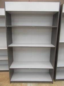 lot 10 image: Wall Display Shelving UnitBookcase in Dark Gray and White. Approximate Dimensions 47 x 16 x 80 Tall. - Includes 3 Adjustable Shelves.