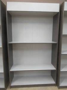 lot 11 image: Wall Display Shelving UnitBookcase in Dark Gray and White. Approximate Dimensions 47 x 16 x 80 Tall. - Includes 2 Adjustable Shelves.