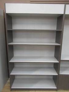 lot 16 image: Wall Display Shelving UnitBookcase in Dark Gray and White. Approximate Dimensions 47 x 16 x 80 Tall. - Includes 4 Adjustable Shelves.