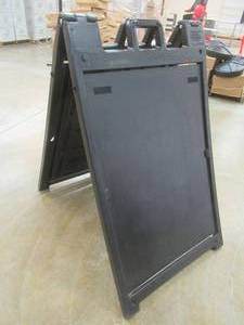 lot 87 image: Double-Sided Sandwich Board in Black. Approximate Dimensions 27 x 46.