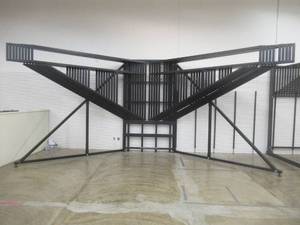 lot 90 image: Custom Built Displays of Dalton Large 19 Swing Arm Steel Carpeting Display Rack, 20 x 7 x 115 (Arms 10 x 1 x 6 Tall).