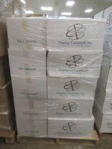 lot 115 image: Pallet of 25 Display Carousels Inc. Magazine Holders, New Approximate Dimensions 14 x 11 x 11.