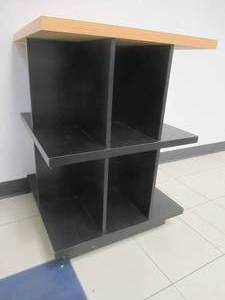 lot 147 image: Rolling Table With Side Cubby Holes, Approximate Dimensions 24 x 24 x 33 Tall - Has Cracked Cubby Wall.