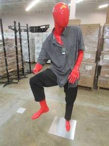 lot 152 image: Red Male Adult Mannequin. Clothes included - Missing Right Hand.