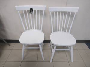 lot 183 image: (2) Spindle Back Wooden Chairs. Slight Scratch and Dent.