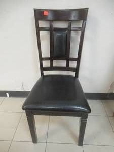 lot 185 image: Faux Leather Upholstered Wooden Chair. Slight Scratch and Dent.