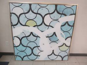 lot 200 image: Abstract Wall Art on Canvas in Silver 56 x 56 x 1 Frame.