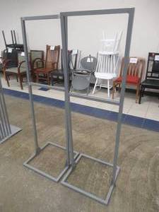 lot 212 image: (2) Metal Sign Display Stands, Approximate Dimensions 19 x 18 12 x 60 Tall.