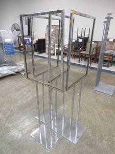 lot 213 image: (4) Metal Sign Display Stands, Approximate Dimensions 22 x 10 x 59 12 Tall.