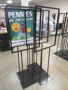 lot 217 image: (5) Metal Sign Display Stands, Approximate Dimensions 22 x 10 x 60 Tall.