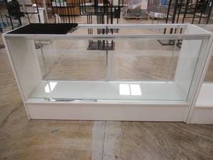 lot 228 image: Glass Lighted Display Case, Missing Top Glass and Back Doors, Includes 1 Glass Shelf, Approximate Dimensions 70 x 19 12 x 38 12 Tall.