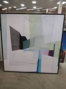 lot 233 image: Abstract Wall Art With 56 x 56 Black Frame, Small Dent on Bottom Right Corner (See Photo).