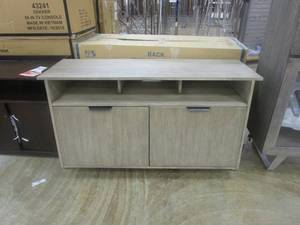 lot 517 image: 54 in Riverside Furniture TV Stand in Wood Gray (Nice Condition)