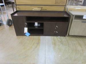 lot 519 image: 66 in Riverside Furniture TV Stand in Dark Brown (MISSING MAGNET FOR ONE DOOR)