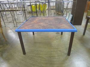 lot 524 image: 49 in Square Patio Table in Brown (FEW SCRATCHES ON TOP, SEE PHOTOS)
