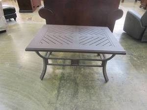 lot 533 image: 44 in Sunvilla Metal Coffee Table in Brown (2 SMALL CHIPS ON EDGES OF TABLE)