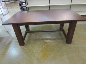 lot 554 image: 74 in Dining Room Table in Dark Cherry Wood (1 SIDE LEAF DOES NOT FIT STRAIGHT, SEE PHOTOS)