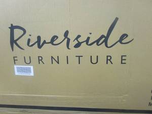 lot 523 image: 66 in Riverside Furniture TV Stand in Dark Brown (IN BOX)