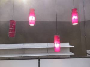 lot 252 image: (4) Red Pendant Track Lights, 5 x 12.