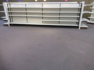 lot 263 image: Gondola Shelving 4 Units With 2 End Caps, Each Double-Sided Unit is 48 x 71 Tall With 24 Base Shelf and 19 Upper Shelving. Must Dismantle On Site.