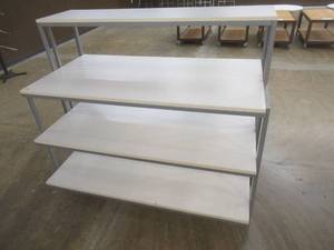 lot 322 image: 4-Tier Display Shelving, Approximate Dimensions 60 x 34 x 51 Tall. Slight Scratch and Dent.