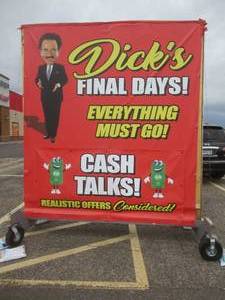 lot 341 image: Large Outdoor Display Sign. Approximate Dimensions 100 x 48 x 120 Tall.